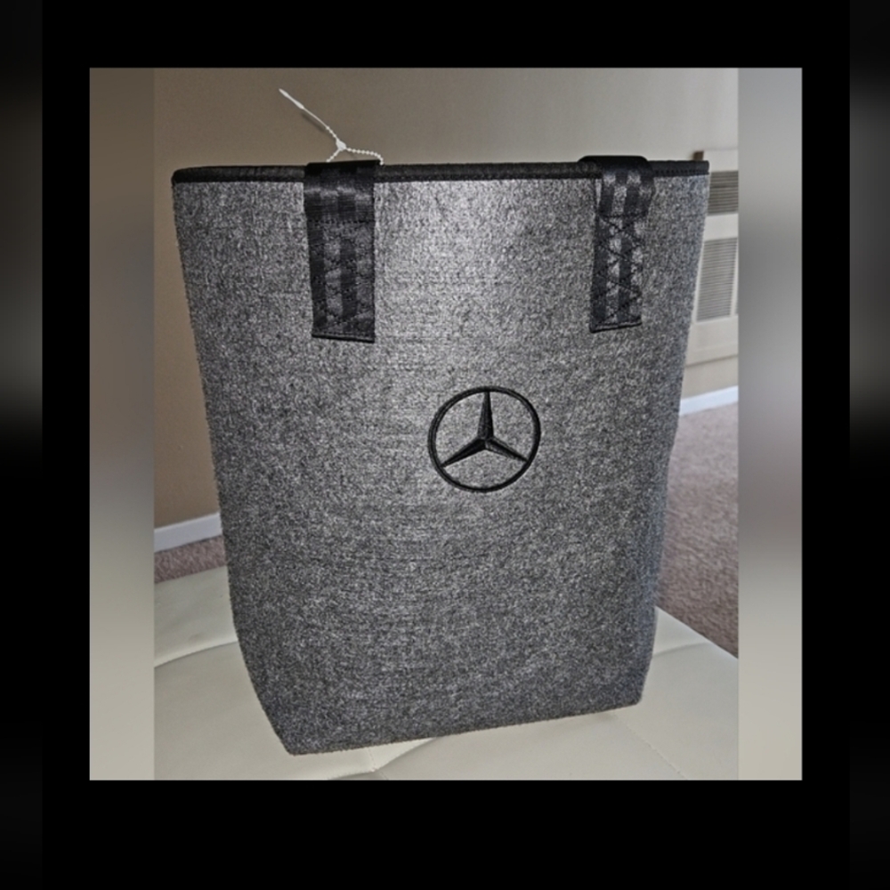 Grey Mercedes Benz Duffel Bag with Minimalist Design